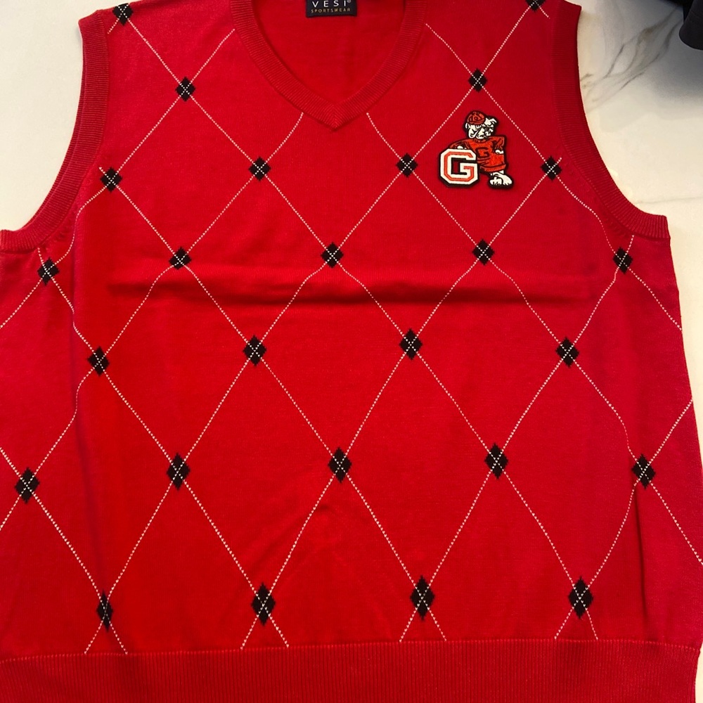 Men’s Uga bulldogs sweater vest vintage logo size large NWTs